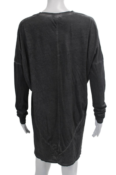 Bobi Womens Dolman Long Sleeves Shirt Dress Ash Grey Cotton Size Medium