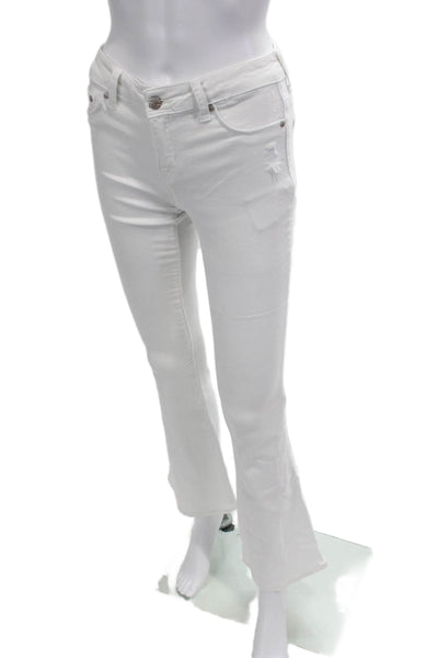 Tractr Blu Womens Zipper Fly Mid Rise Flare Leg Jeans White Denim Size 25