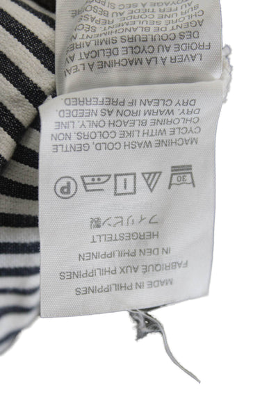 J Crew Womens Zipper Fly Mid Rise Straight Striped Pants White Gray Cotton 00