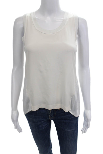 Rag & Bone Womens Scoop Neck Knit Trim Silk Tank Top White Size Extra Small