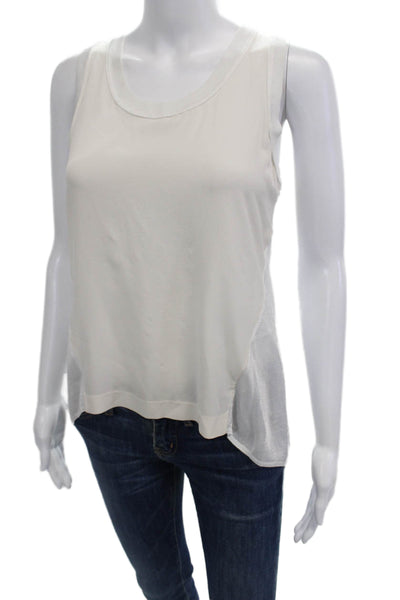 Rag & Bone Womens Scoop Neck Knit Trim Silk Tank Top White Size Extra Small