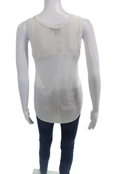 Rag & Bone Womens Scoop Neck Knit Trim Silk Tank Top White Size Extra Small