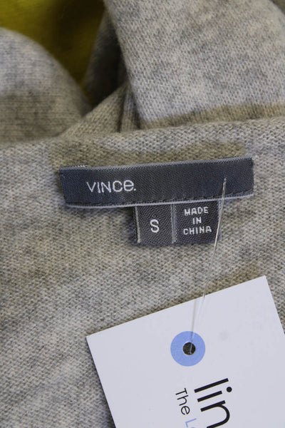 Vince Womens Cashmere Knit Boat Neck Color Block Long Sleeve Sweater Gray Size S