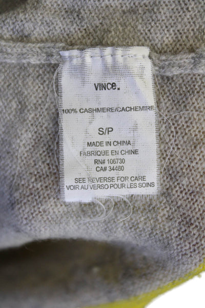Vince Womens Cashmere Knit Boat Neck Color Block Long Sleeve Sweater Gray Size S