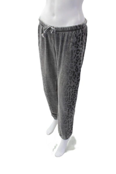 Vintage Havana Womens Cotton Animal Print Sweatshirt & Pants Set Gray Size M/L