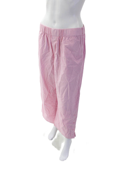 Monrow Womens Cotton Elastic Waist Wide Legged Pull On Pants Light Pink Size M
