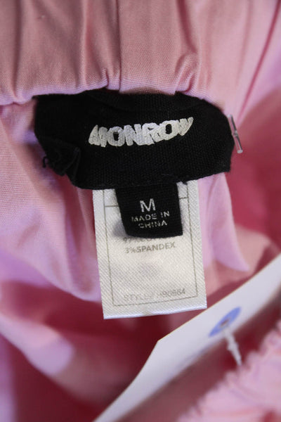 Monrow Womens Cotton Elastic Waist Wide Legged Pull On Pants Light Pink Size M