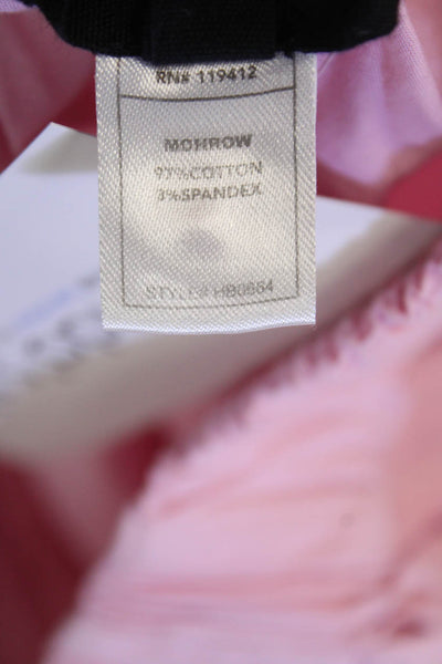 Monrow Womens Cotton Elastic Waist Wide Legged Pull On Pants Light Pink Size M