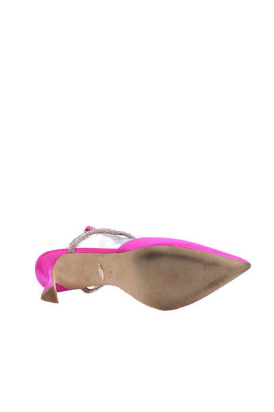 Badgley Mischka Womens Textured Pointed Toe Rhinestone Heels Pink Size 6