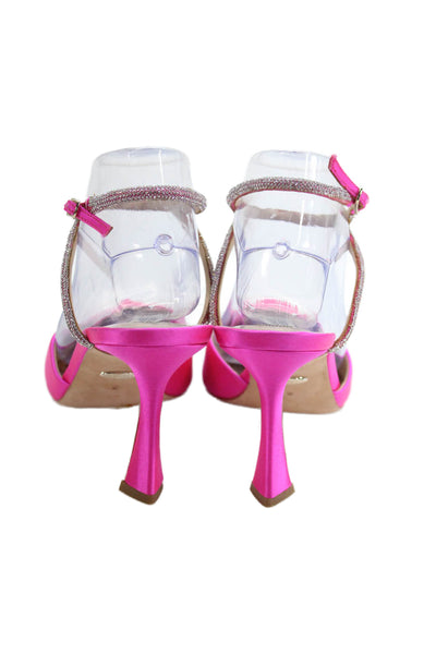 Badgley Mischka Womens Textured Pointed Toe Rhinestone Heels Pink Size 6