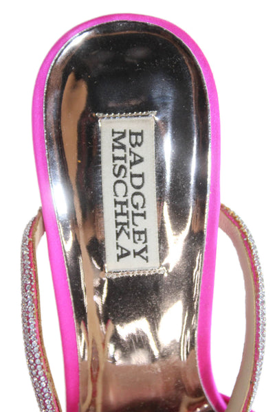 Badgley Mischka Womens Textured Pointed Toe Rhinestone Heels Pink Size 6