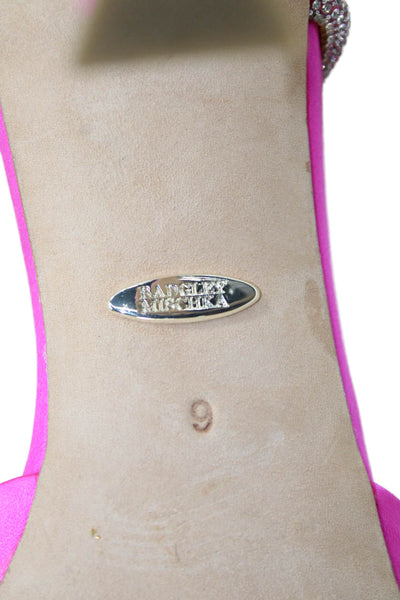 Badgley Mischka Womens Textured Pointed Toe Rhinestone Heels Pink Size 6