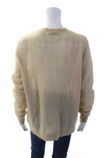 Zara Womens Wool Blend Distressed Long Sleeve Button Up Cardigan Brown Size L