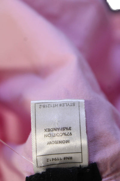 Monrow Womens Cotton Collared Long Sleeve Button Down Shirt Pink Size M