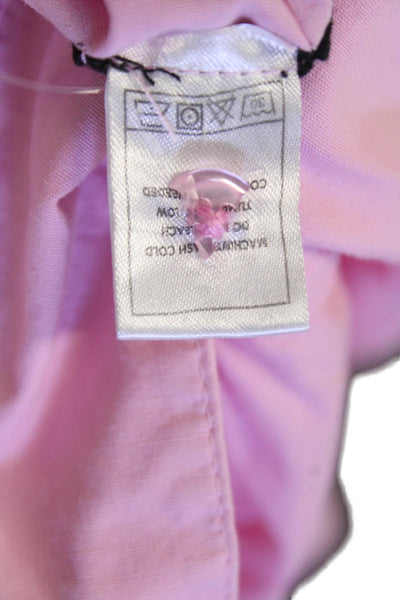 Monrow Womens Cotton Collared Long Sleeve Button Down Shirt Pink Size M