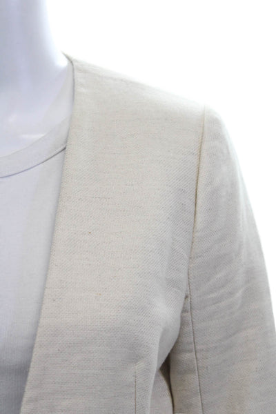 Club Monaco Womens Cotton Zippered Detail Open Front Blazer Beige Size S