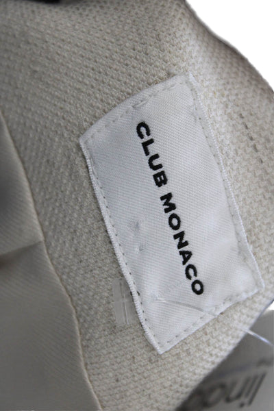 Club Monaco Womens Cotton Zippered Detail Open Front Blazer Beige Size S