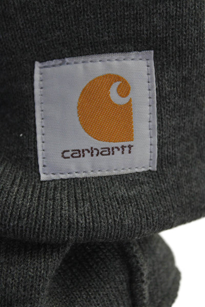 Carhartt Unisex Ribbed Knit Fold Over Stretch Logo Beanie Gray O/S