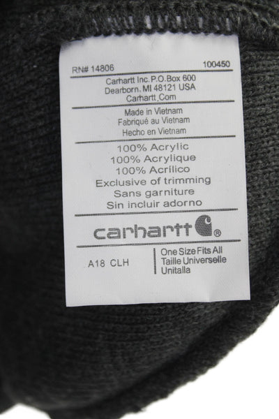 Carhartt Unisex Ribbed Knit Fold Over Stretch Logo Beanie Gray O/S