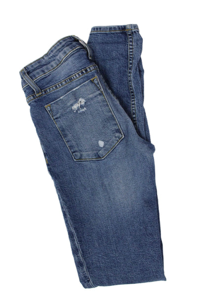 Alice + Olivia Womens Distressed Jeans Blue Size 24