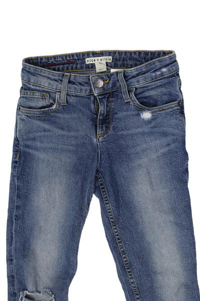 Alice + Olivia Womens Distressed Jeans Blue Size 24