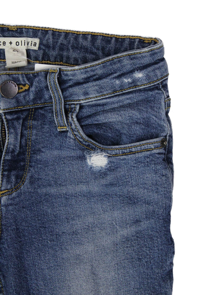 Alice + Olivia Womens Distressed Jeans Blue Size 24