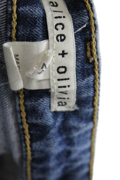 Alice + Olivia Womens Distressed Jeans Blue Size 24