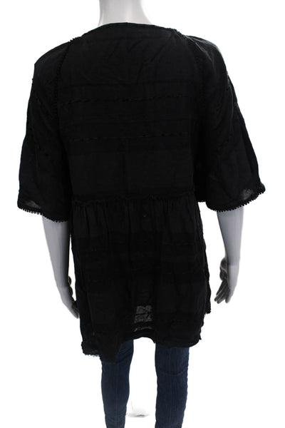 Free People Womens Babydoll Blouse Black Size S