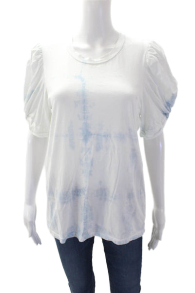 ALC Womens Silk Short Sleeve Tie Dye T-shirt Blue Size M
