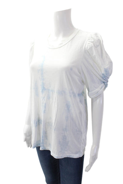 ALC Womens Silk Short Sleeve Tie Dye T-shirt Blue Size M