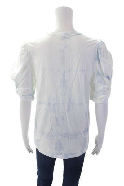 ALC Womens Silk Short Sleeve Tie Dye T-shirt Blue Size M