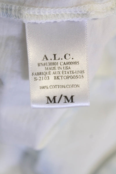 ALC Womens Silk Short Sleeve Tie Dye T-shirt Blue Size M