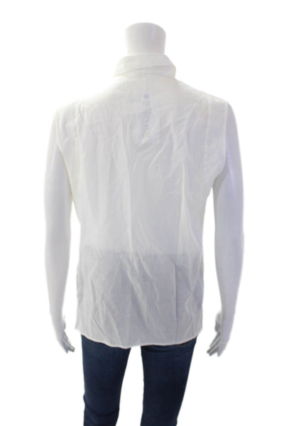 Helmut Lang Womens Cotton V-neck Sleeveless Button Blouse White Size S