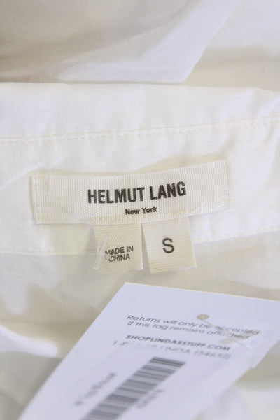 Helmut Lang Womens Cotton V-neck Sleeveless Button Blouse White Size S