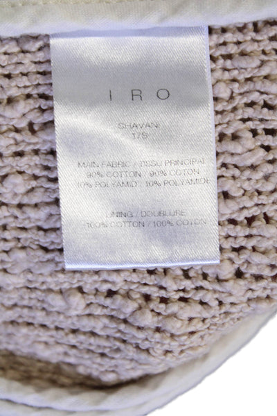 IRO Womens Cotton Long Sleeve Fringe Cut Knit Cardigan Nude Size EUR 36