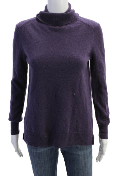 Massimo Dutti Womens Textured Knit Turtleneck Sweater Purple Size M