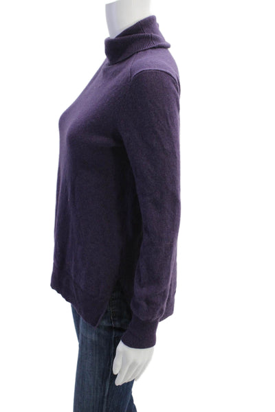Massimo Dutti Womens Textured Knit Turtleneck Sweater Purple Size M