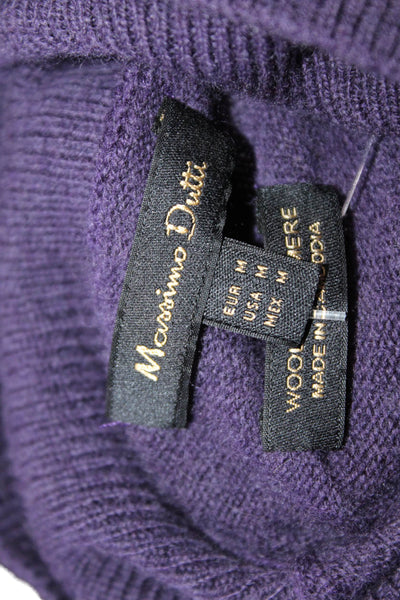 Massimo Dutti Womens Textured Knit Turtleneck Sweater Purple Size M