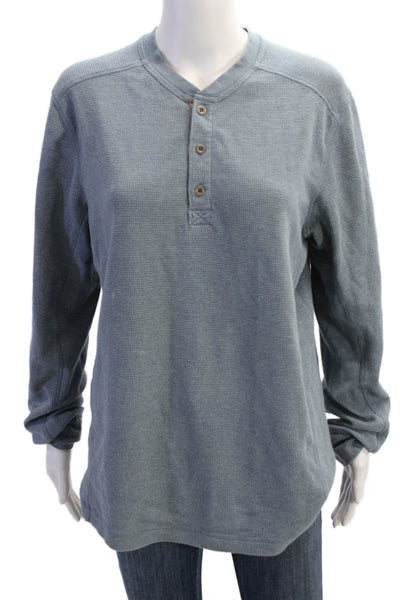 Eddie Bauer Womens Cotton V-neck Long Sleeve Knit Top Blue Size M