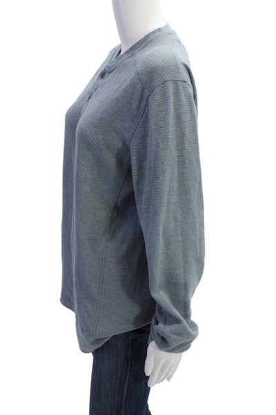 Eddie Bauer Womens Cotton V-neck Long Sleeve Knit Top Blue Size M