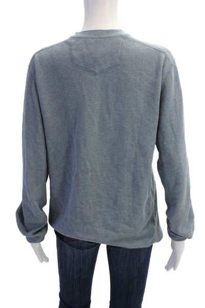 Eddie Bauer Womens Cotton V-neck Long Sleeve Knit Top Blue Size M