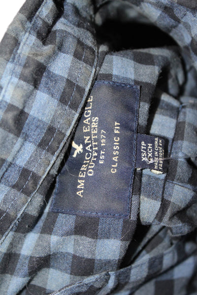 American Eagle Outfitters Mens Cotton Long Sleeve Plaid Shirt Blue Size S
