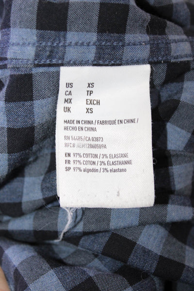 American Eagle Outfitters Mens Cotton Long Sleeve Plaid Shirt Blue Size S