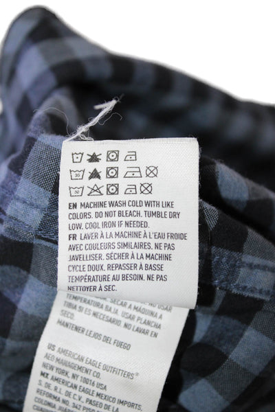 American Eagle Outfitters Mens Cotton Long Sleeve Plaid Shirt Blue Size S