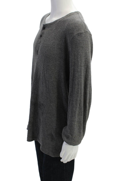 Nordstrom Mens Cotton Long Sleeve V-neck Casual Polo Shirt Gray Size XL