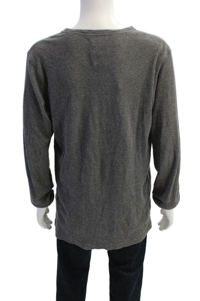 Nordstrom Mens Cotton Long Sleeve V-neck Casual Polo Shirt Gray Size XL