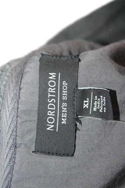 Nordstrom Mens Cotton Long Sleeve V-neck Casual Polo Shirt Gray Size XL