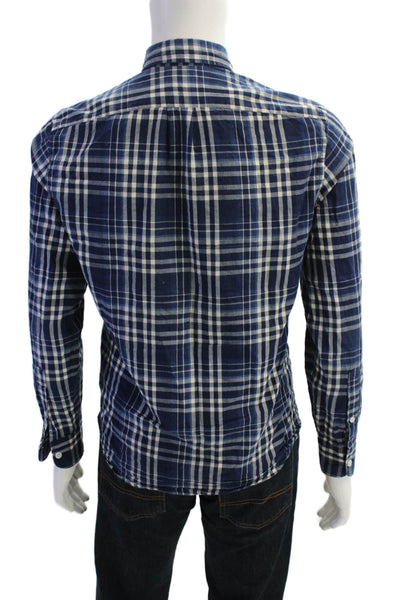 J Crew Mens Cotton Long Sleeve Plaid Button Shirt Blue Size S