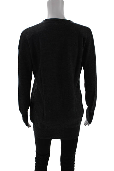 J Crew Womens Long Sleeve Button Front V Neck Cardigan Sweater Gray Wool Small