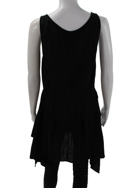 Anemone Womens Sleeveless Scoop Neck Side Slit Tie Front Top Black Medium
